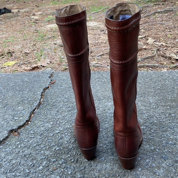 Frye Jane VTG Brown Leather Tall Riding Boots Size 5.5B - Picture 3 of 8